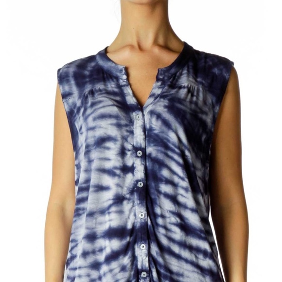 Max Jeans Blue Tie Dye Soft Sleeveless Top - Picture 4 of 4